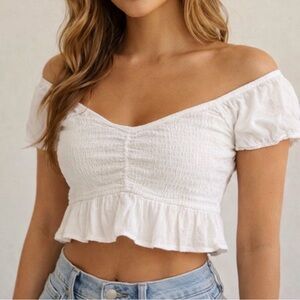 Hippie Rose White Ruffled Peplum Blouse